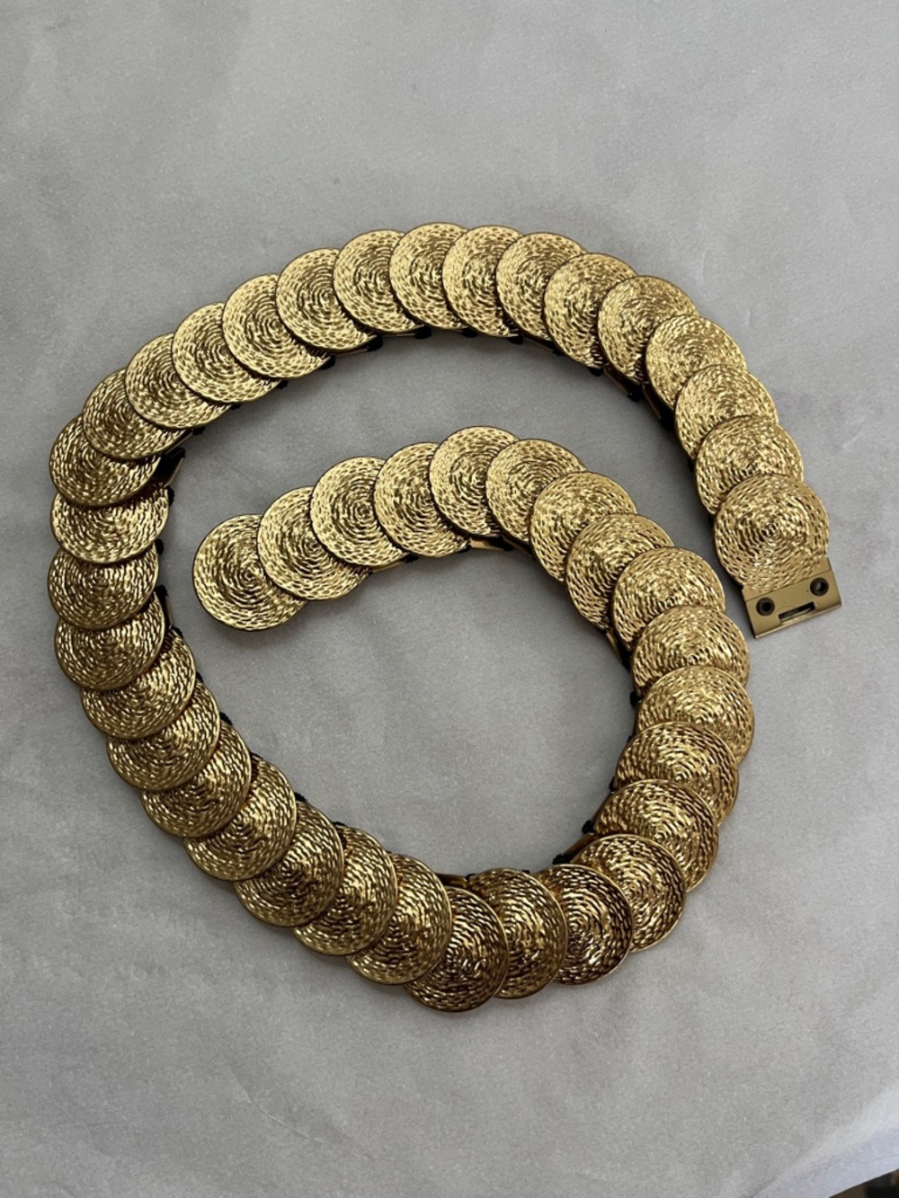 Vintage 90s Gold Coin Link Stretch Waist Belt by 94 GRD - Picture 4 of 6